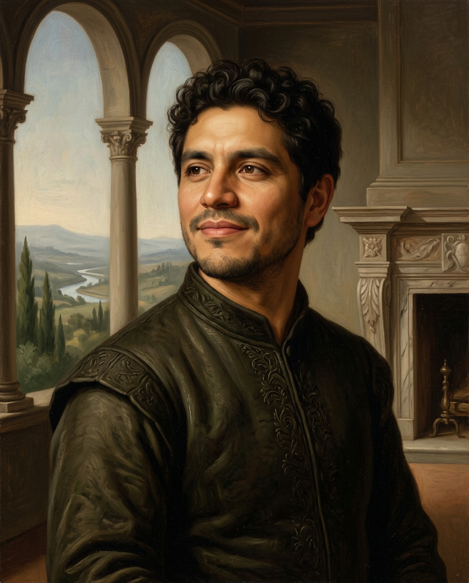 Formal Renaissance Portrait synthetic painted demonstration